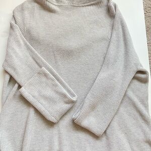 Athleta Light Gray Ribbed Cowl-Neck Sweater